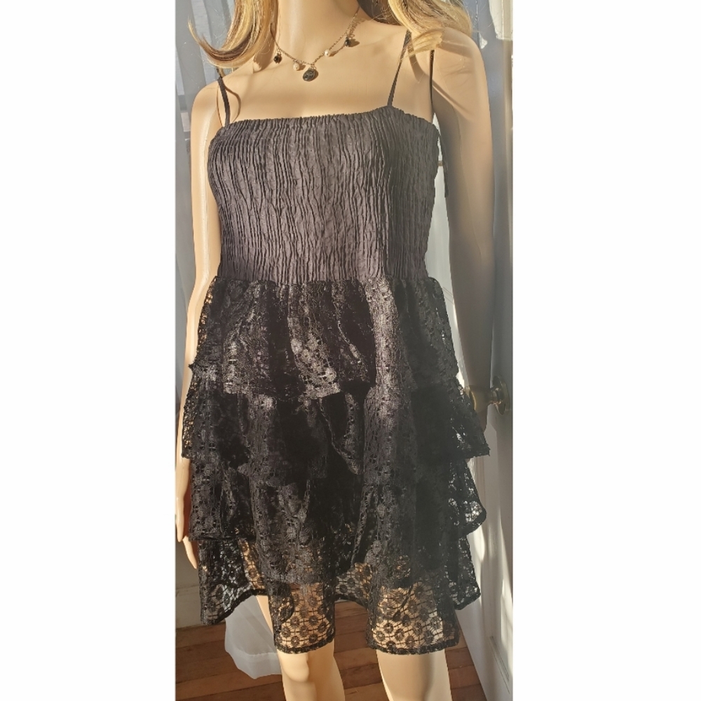 Black Lace Party, Flapper, punk, goth, dress M